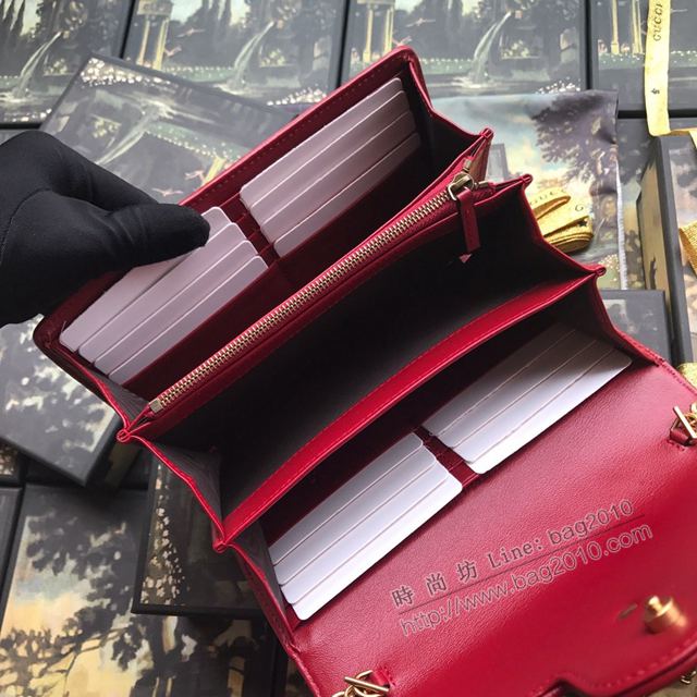 Gucci包 古馳女包 573807黑拼全皮 Marmont迷你鏈條包 Gucci新款全皮單肩斜挎包  gudj1190